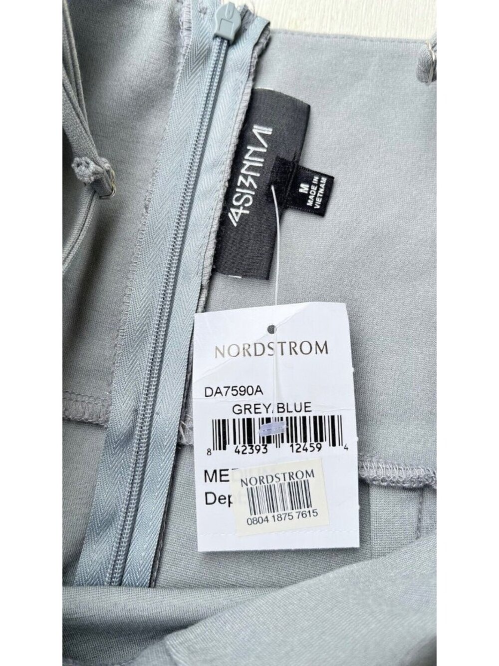 4SI3NNAI Women's Gray Tie Waist Bodycon Midi Dress Size M NWOT - Picture 6 of 16